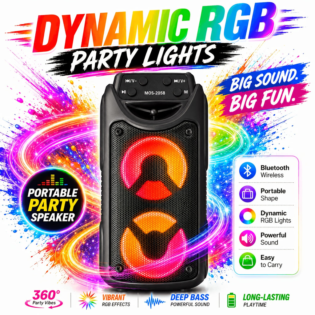 Altavoz inalámbrico portátil para fiestas con altavoces duales de 3 pulgadas, bajos profundos potentes, radio FM, luces ambientales LED y micrófono incorporado, altavoz de exterior de alto volumen para fiestas de verano, barbacoas en el jardín, camping, v