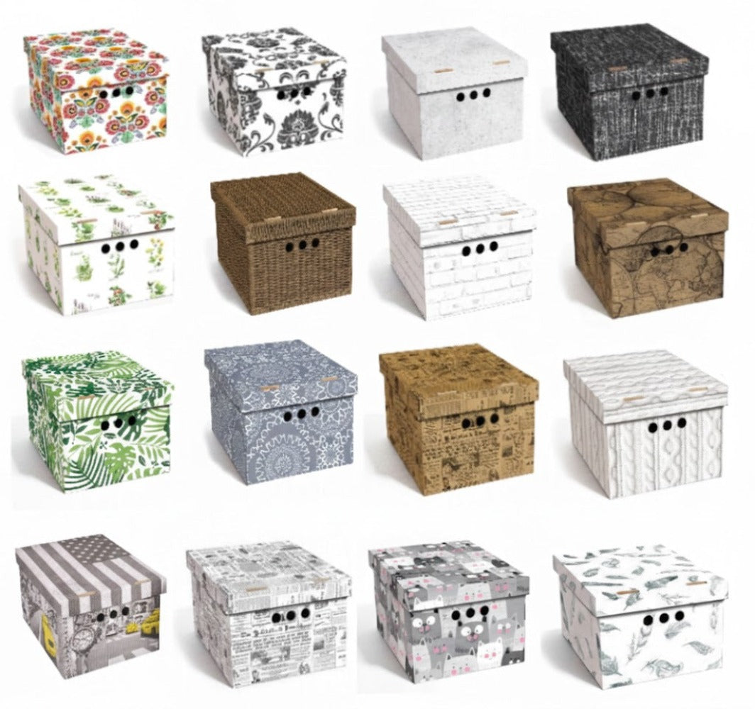 Caja de almacenamiento decorativa de cartón, 1 pieza, con estampado, para ropa, artículos pequeños, documentos, ideal para hogar, oficina o armario, dimensiones: 35x26.3x18.6 cm