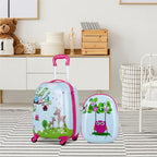 Juego de Equipaje para Niños de 2 Piezas: Maleta con Ruedas de Plástico + Mochila, Maleta de Viaje de Carcasa Dura para Niños y Niñas (12"+16")