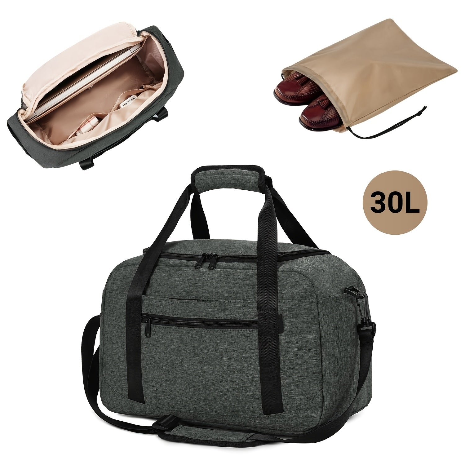Bolsa de tela tipo tote Cabin 45x30x20, maletín de viaje para debajo del asiento con bolsa para zapatos, correa de hombro y funda para trolley - Equipaje de mano de cabina para hombre y mujer - Maleta de fin de semana para viajes de verano, el mejor equip