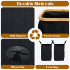 Cubo de Reciclaje Plegable de 100L y 70L, Material de Nylon 900D, con Bolsa Extraíble - Organizador de Basura de Tela Oxford Negra de Gran Capacidad, para Reciclaje de Vidrio, Plástico, Metal y Botellas Vacías, Almacenamiento para Cocina y Lavandería