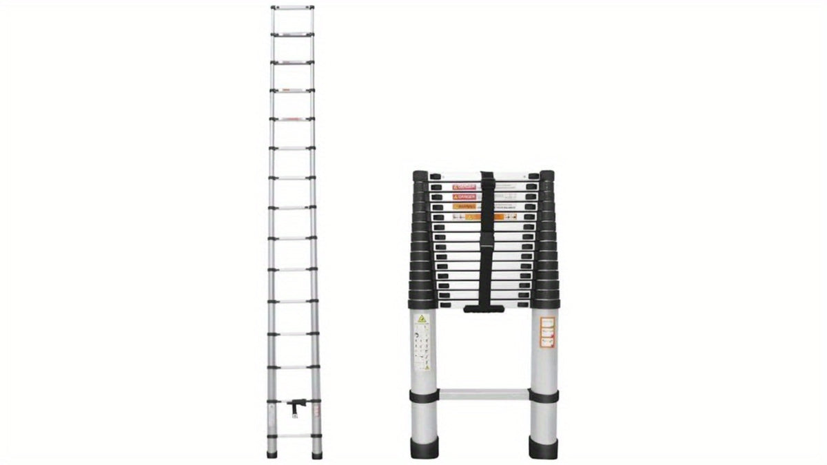 Escalera plegable telescópica 6.3m, Acero inoxidable, para bricolaje y mantenimiento