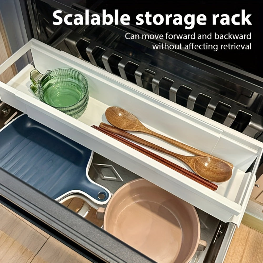 Estante de Especias Expandible, Estante de Metal Multifuncional, Estante de Almacenamiento Retráctil para Varios Botellas y Frascos en la Cocina - Estante de Platos de Un Solo Nivel, Orden y Arreglo, Uso Multiusos, Regalo Perfecto para el D