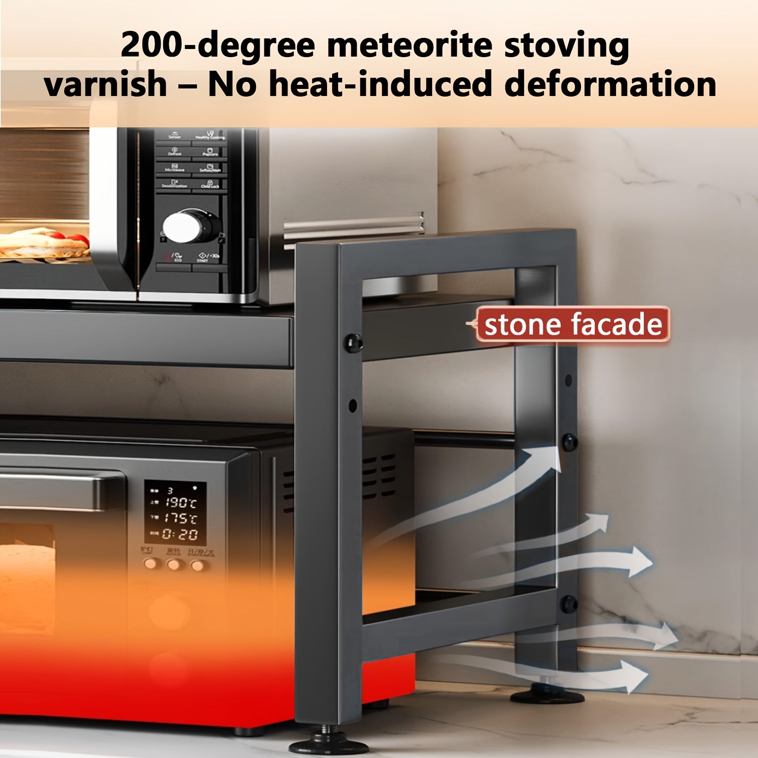 Estante Multifuncional para Microondas de Tres Niveles/Doble Nivel, Organizador de Encimera Ajustable, Soporte para Ollas y Microondas, Extensible y Retráctil, Almacenamiento para Cocina detail image - detail view 3