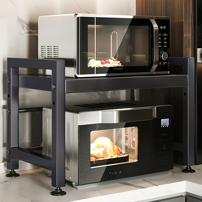 Estante Multifuncional para Microondas de Tres Niveles/Doble Nivel, Organizador de Encimera Ajustable, Soporte para Ollas y Microondas, Extensible y Retráctil, Almacenamiento para Cocina variant image