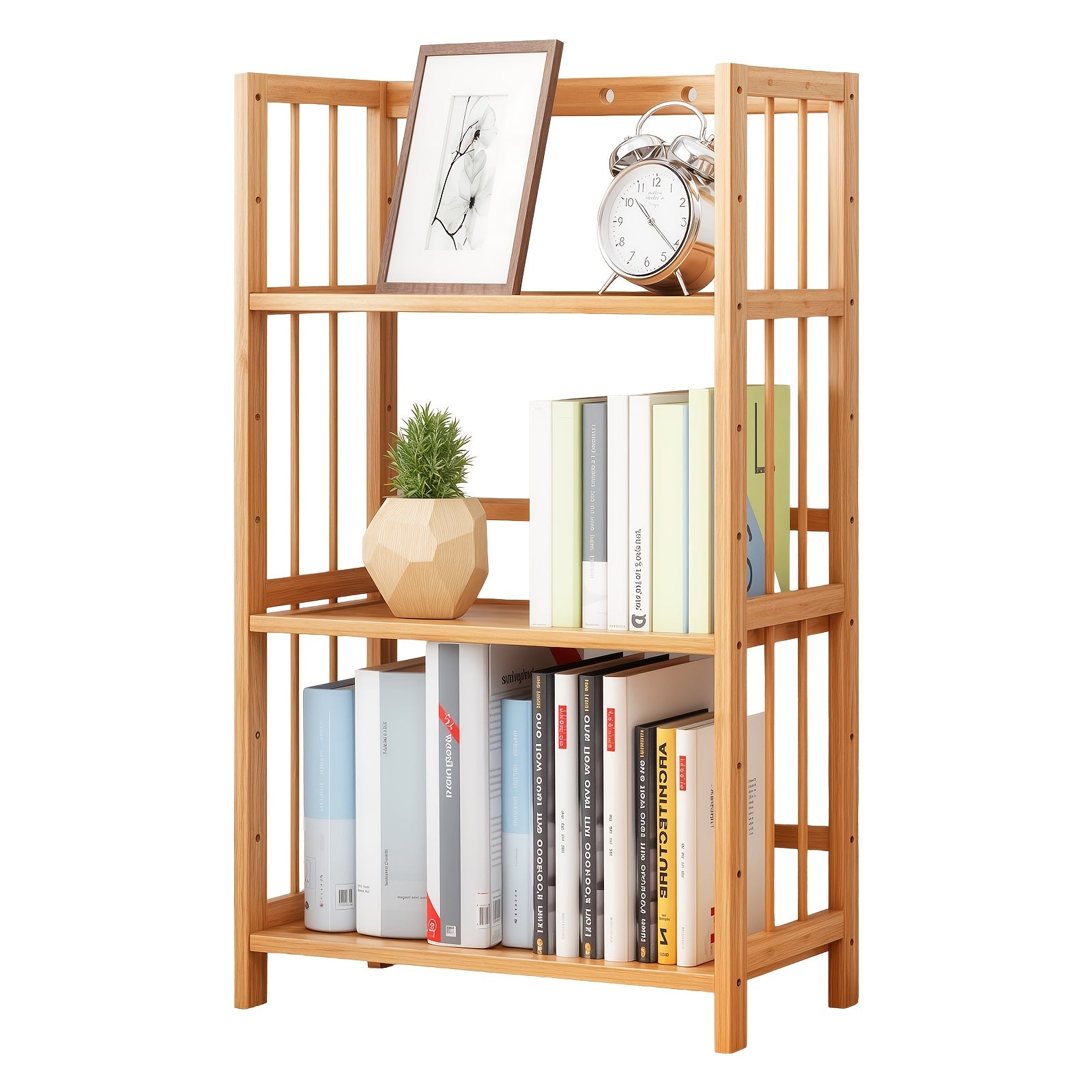 Estantería de Bambú de Gran Capacidad, Duradera, Fácil de Limpiar, Solución de Almacenamiento Multifuncional, Ideal para Hogar, Cocina, Dormitorio y Sala de Estar, Ahorra Espacio, Fácil Acceso, Estantería Práctica, Estantería de Pie variant