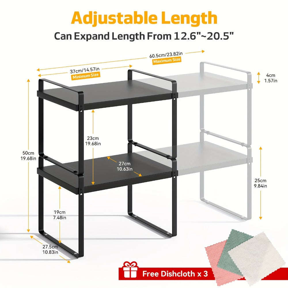 Estantería de cocina extensible para 1pc/2pcs, estante dorado para almacenamiento de especias, adecuado para encimeras de cocina, despensa, armarios, refrigerador () detail image - detail view 4