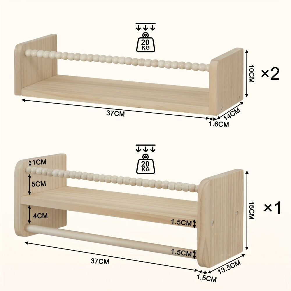 Estantería de Madera Maciza Montada en la Pared de 3 Piezas - Estantes Flotantes Contemporáneos con Múltiples Compartimentos para Libros, Fotos y Plantas - Decoración del Hogar que Ahorra Espacio, Regalo de Cumpleaños Ideal, Estantería para
