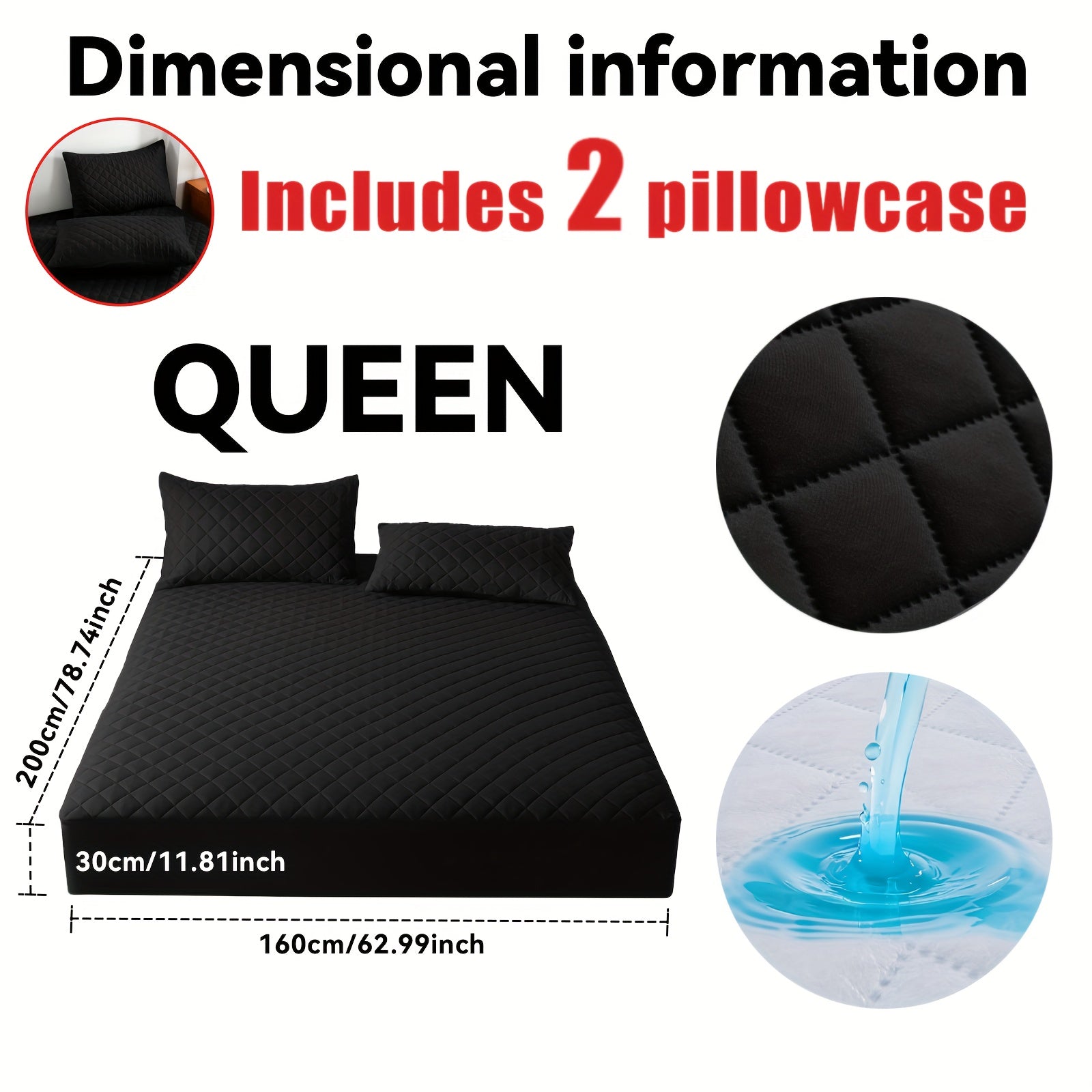 Este es un set de 3 piezas que incluye una funda protectora de colchón ultrasuave e impermeable y una media funda de almohada (el relleno de la almohada no está incluido). Cuenta con un diseño grueso y cálido en un color sólido, lo que lo c