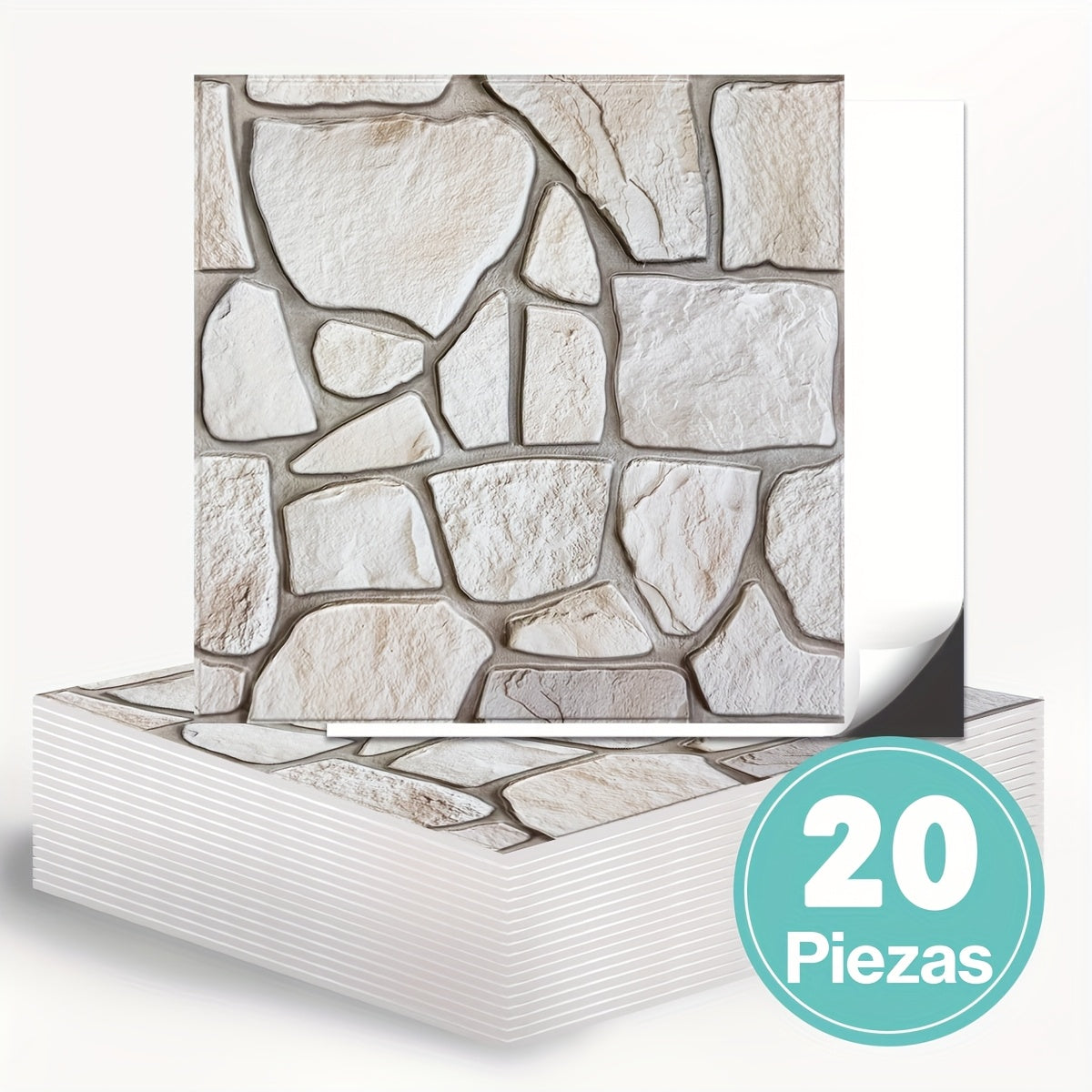 Este paquete incluye diez paneles de pared 3D autoadhesivos con una superficie de PVC tipo piedra, cada uno de 30 por 30 centímetros, diseñados para decorar paredes interiores. variant image - product view 16