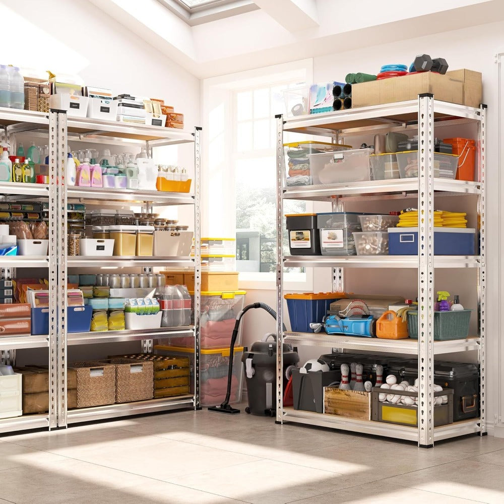 Estantería Multifuncional de 5 Capas | Estantería multifuncional de 5 pisos | adecuada para cocina, garaje, almacén o supermercado (1 o 2 unidades) | tamaño: 180x90x40 cm | convertible en mesa de trabajo | cubo de fibra de densidad media | muy adecuado pa
