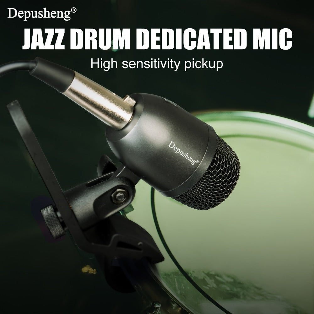 Kit de micrófonos dinámicos con cable Depusheng de 5/7 piezas para batería, voz y otros instrumentos con clip roscado para escenario, 4 de julio/Día de la Independencia