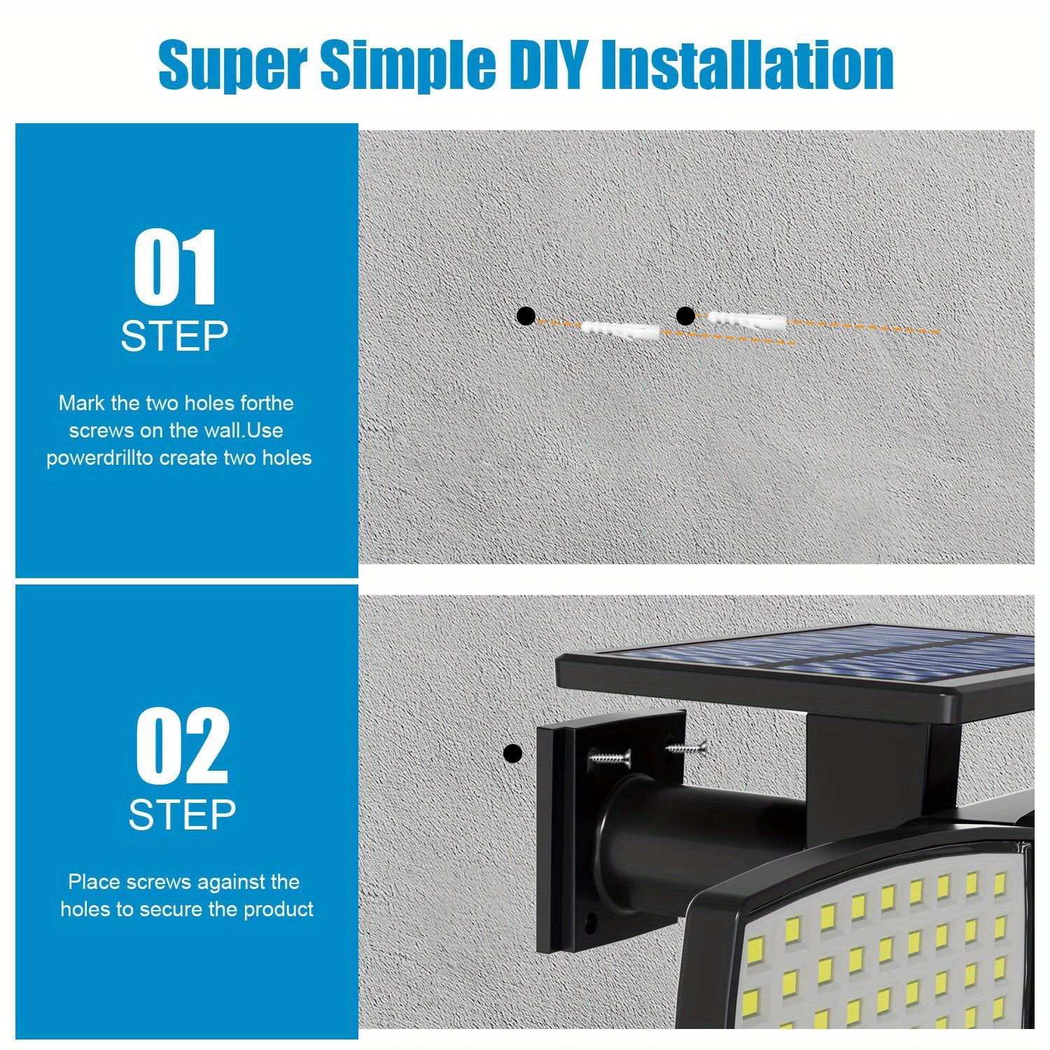 Luz solar LED con sensor de movimiento 2 piezas | Para jardín, patio, garaje y seguridad exterior