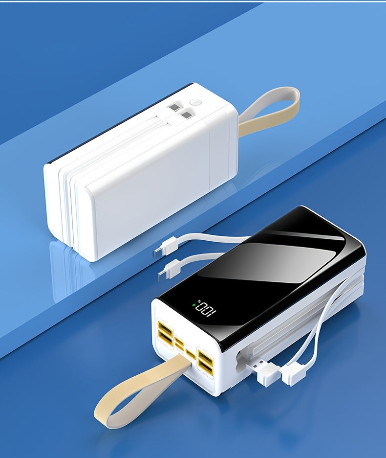 Batería externa | Banco de Energía Portátil de Gran Capacidad 80000mAh, Carga Rápida PD30W, Cable de Datos Integrado/Pantalla LED de Energía