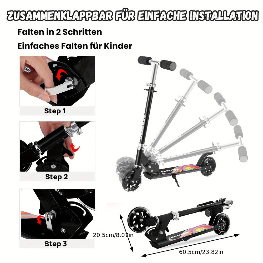 TENBOOM Patinete Plegable Ultraligero con Manillar de Altura Ajustable, Freno Trasero y Suspensión - Plegable Portátil para Personas Mayores - Ideal para Paseos por la Ciudad, Parques