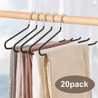 Juego de 20 perchas para faldas, perchas doradas antideslizantes para pantalones, perchas para abrigos que ahorran espacio con revestimiento antideslizante, perchas multifuncionales para pantalones, adecuadas para pantalones, bufandas, jeans, faldas, etc.