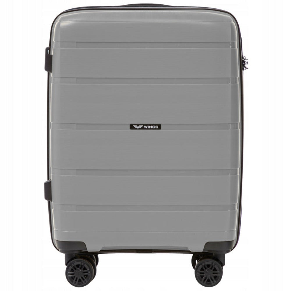 Maleta de Cabina de 20", Dura, Aproximadamente 55 X 40 X 20 Cm / Color Gris / Equipaje de Mano RESISTENTE AL DAÑO, Toma de Mano Telescópica / 4 Ruedas Dobles de 360° / Cerradura con Código / Asas Laterales y Superiores HAWFINCH
