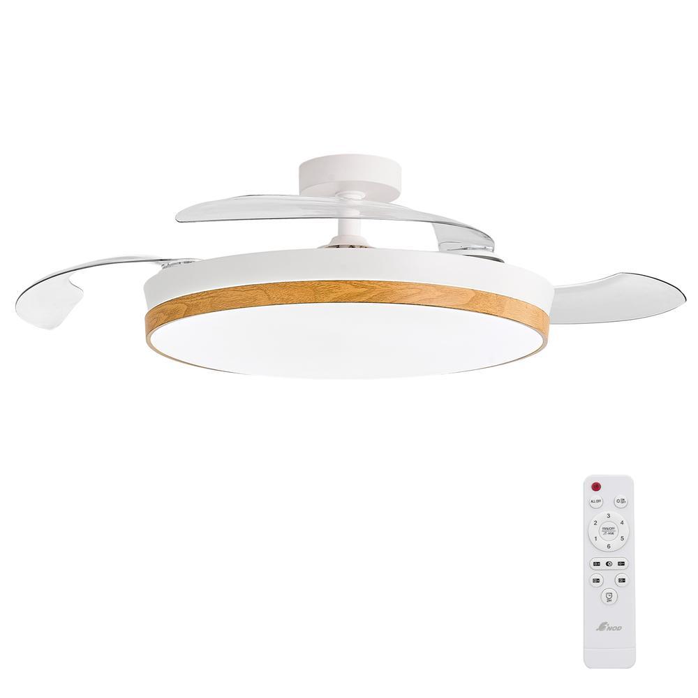 Ventilador de Techo con Luz LED Aspas Retráctiles, SPTO-2, 3 Tonalidades, Control Remoto, 6 Velocidades, Motor DC Silencioso, Temporizador, Sin WiFi