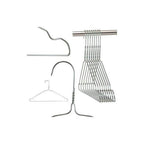 HOME PRO - Juego de 100 perchas de metal cromado ahorradoras de espacio - 40Cm con correas ranuradas y barra para pantalones - Ganchos anti-deslizantes para ropa y armario
