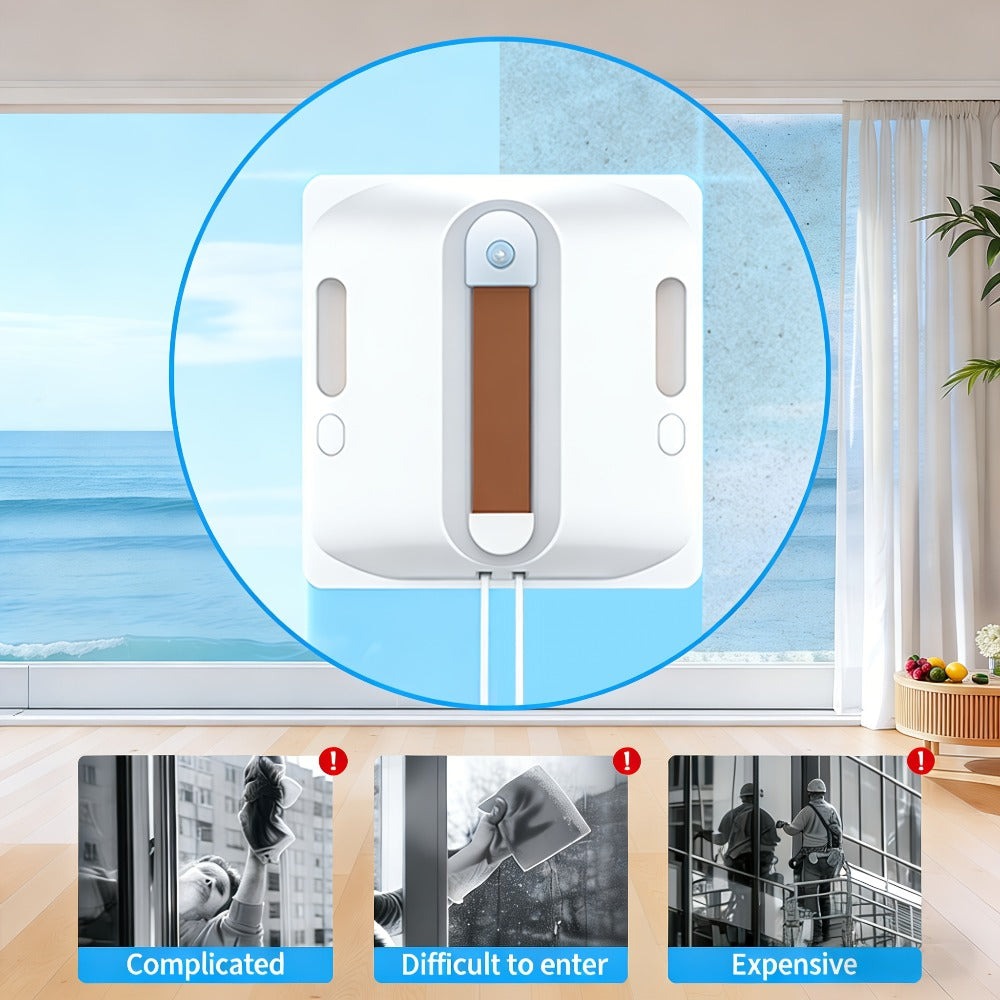 Robot limpiador de ventanas cuadrado mejorado Lubluelu, succión grande de 10000 Pa, planificación inteligente de rutas, sistema de protección de seguridad de 8 capas, limpieza de bordes, trapo lavable y reutilizable, boquillas dobles de doble cara, visual