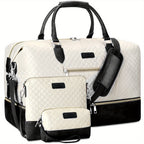Set de 3 bolsos tote espaciosos para viaje, que incluyen un bolso de mano elegante, un bolso de hombro y un neceser de aseo, fabricados con materiales duraderos. Ideal tanto para viajes como para el uso diario, lo que lo convierte en un gran regalo para m