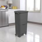 Papelera de reciclaje de clasificación selectiva con pedal. ruedas y asa de doble 38/42L