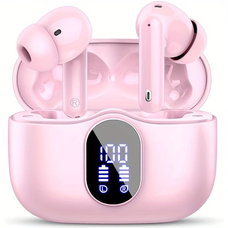 Auriculares Bluetooth | Auriculares inalámbricos 5.3 con estéreo de graves profundos, 36 horas de reproducción y estuche de carga LED, micrófonos