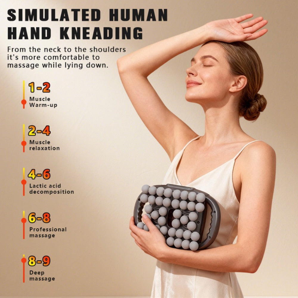 Masajeador multifuncional de 12/42 cabezales, masajeador eléctrico corporal, compresa caliente, relaja músculos, apto para cuello, hombros, espalda y piernas, 9 modos de ajuste, pistola masajeadora, apto para fitness en casa, deportes al aire libre, relaj