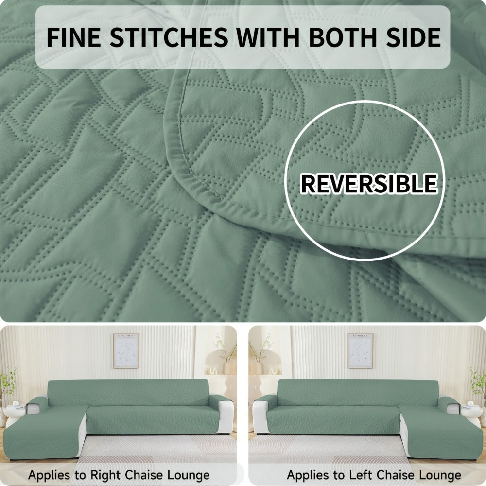 Funda para sofá de 3 plazas con chaise longue, funda para sofá en forma de L, funda para sofá con chaise longue izquierda y derecha con península, funda para sofá chaise longue, funda para sofá L (255 cm, verde claro)