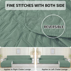 Funda para sofá de 3 plazas con chaise longue, funda para sofá en forma de L, funda para sofá con chaise longue izquierda y derecha con península, funda para sofá chaise longue, funda para sofá L (255 cm, verde claro)
