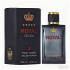 Perfume para hombre Colección Real (Fougere) | Botella profunda y lujosa decoración dorada, fragancia Fougere de limón y sándalo, fragancia de larga duración