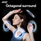 Auriculares Bluetooth | [Producto oficial auténtico de Acer] Auriculares inalámbricos TWS OHR617 con graves profundos, sonido estéreo, batería de