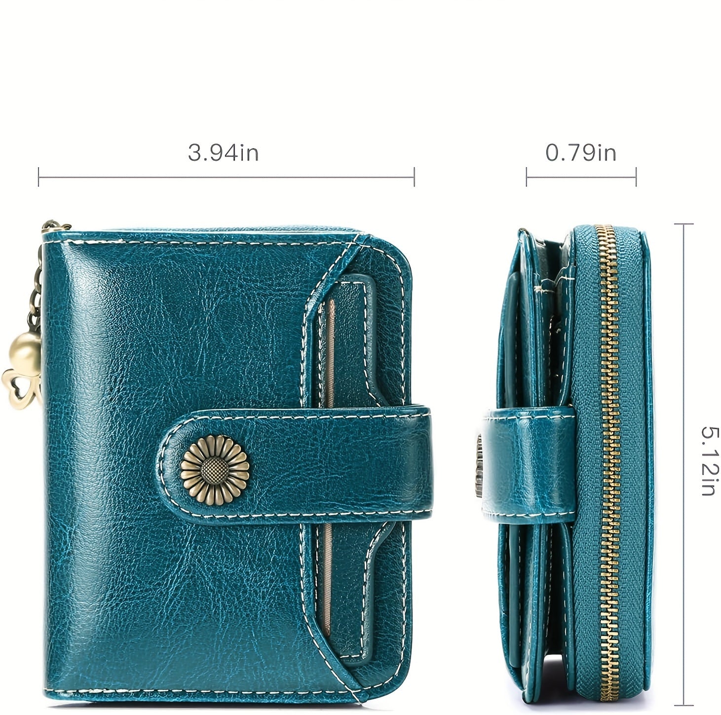 Billetera para mujer, protección RFID, billetera pequeña, multi-compartimento, bolso, monedero para mujer, billetera de cuero para mujer