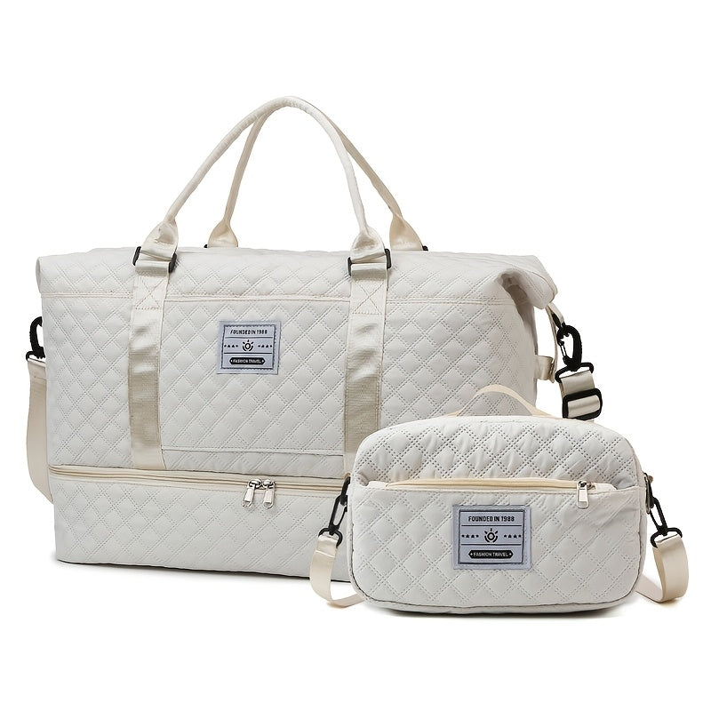 Juego de 2 bolsas de almacenamiento para equipaje, ligeras y plegables, expandibles, bolsa de viaje portátil para fin de semana y pernoctación, bolsa de fin de semana, bolsa de hospital, bolso tote para mujer para viajes de negocios, viajes, deportes, sen
