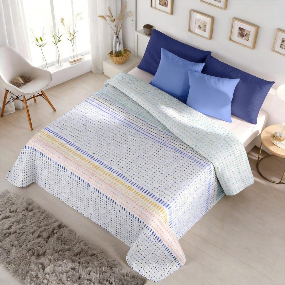 Colcha Reversible de Verano Bouti, Edredón de Microfibra Estampado, Ligera y Transpirable para Todas las Estaciones, Manta Fina para Primavera y Verano (Sin Fundas de Almohada)