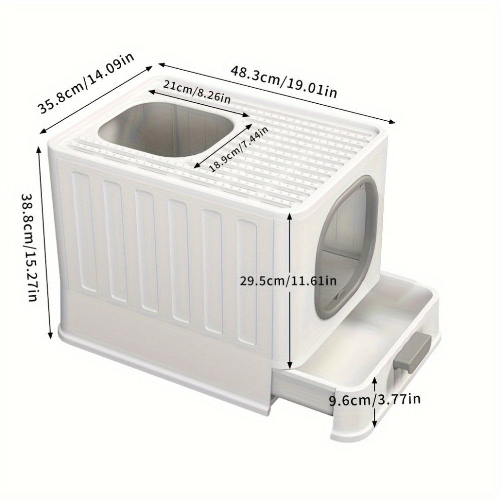 Caja de Arena para Gatos con Tapa: Arena Cerrada para Gatos, Bandeja Grande para Baño de Gatos con Diseño de Cajón de Fácil Limpieza, 38.8 X 35.8 X 48.3Cm, Sin Batería