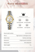 OLEVS Reloj de Mujer Clásico de Negocios, Relojes Analógicos de Cuarzo para Mujer, Relojes Elegantes de Lujo de Acero Inoxidable con Diamantes de Rhein, Relojes Luminosos para Mujer con Calendario y Fecha para Damas, Regalos Románticos, Reloj de Pulsera p