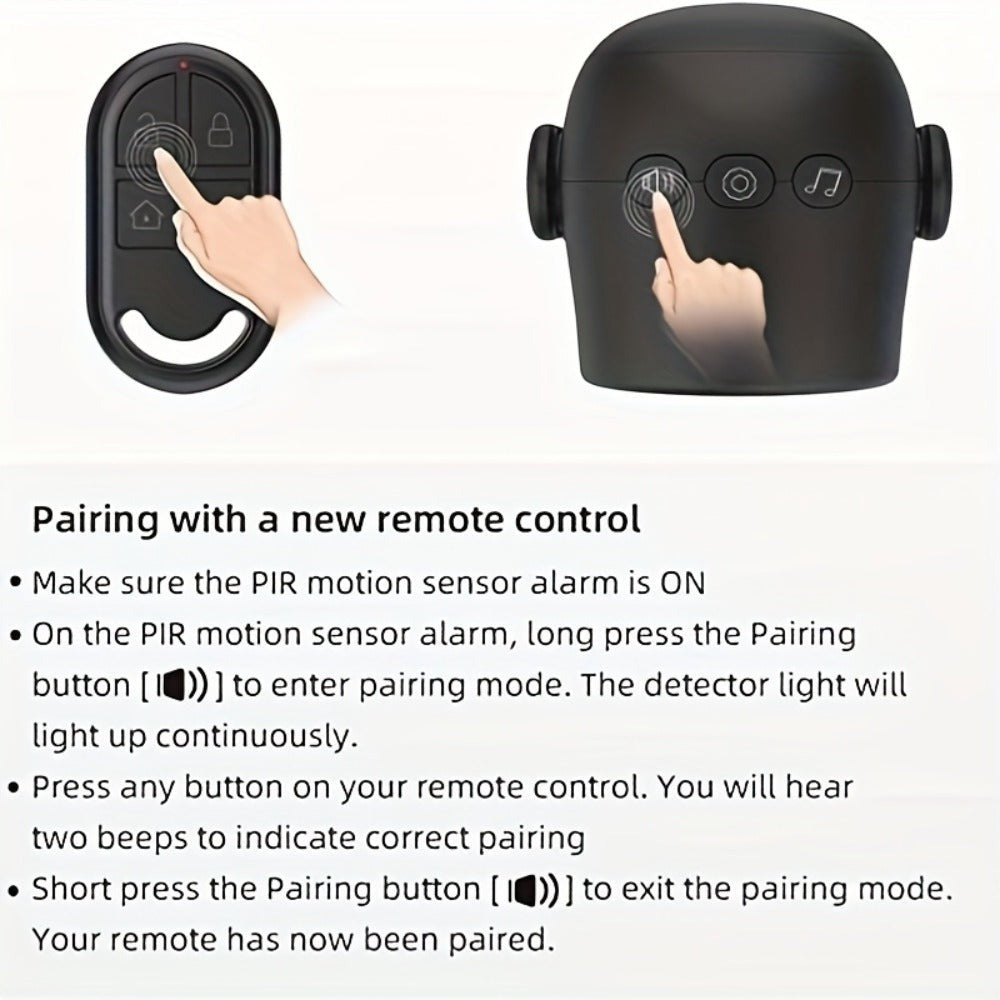 Alarma con detector de movimiento infrarrojo PIR CPVAN y control remoto, sensor de movimiento antirrobo para el hogar de 120 decibelios altos