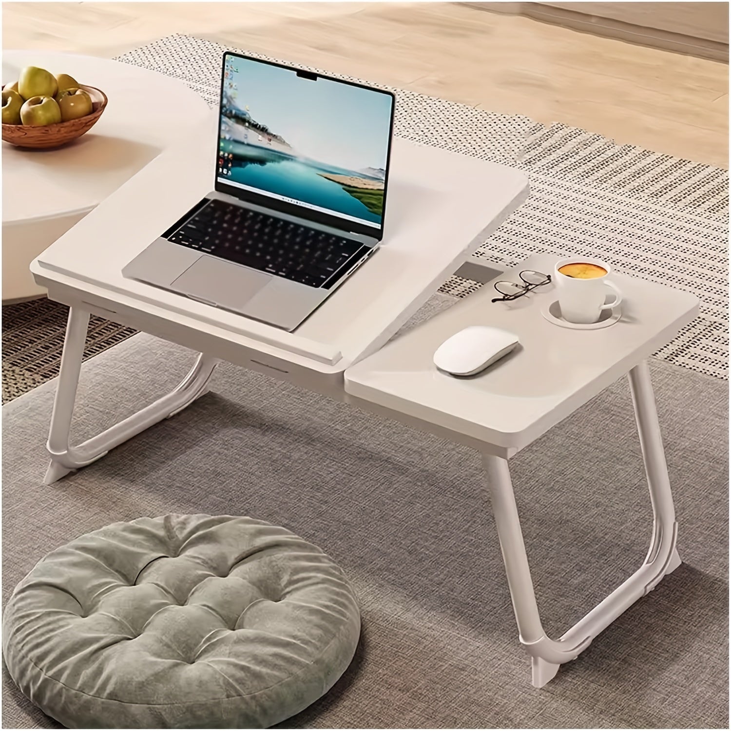 Mesa para cama/sofá portátil, bandeja para sofá, escritorio para el hogar, bandeja para desayuno con soporte para tazas, películas en la cama, marco para cama para portátil, mesa para cama con patas plegables artículos para el hogar.