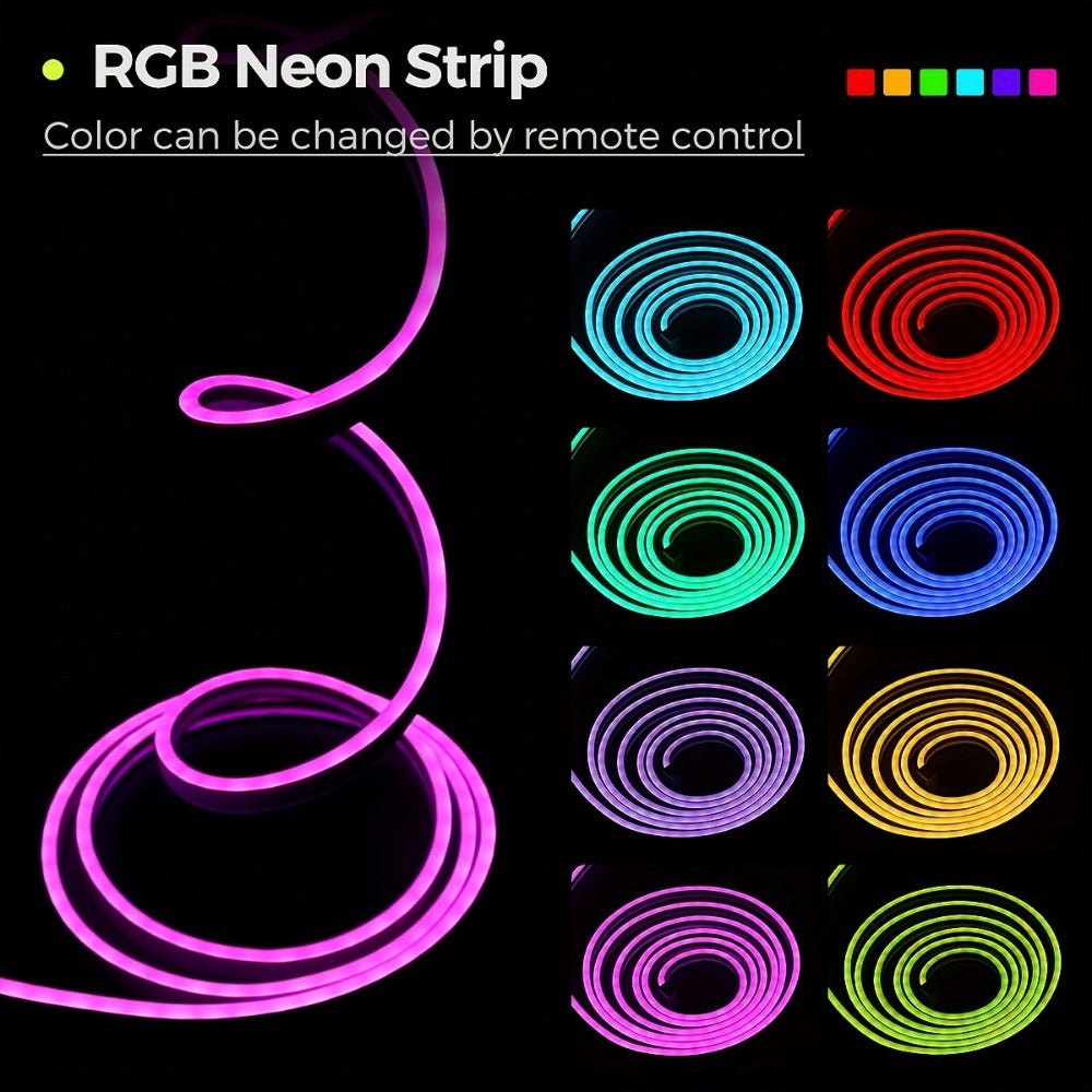 30m/20m/15m/10m/5m Luces LED Neon Flexibles Inteligentes con Control por App/Mando, Alta Calidad, Regulables, Lámpara RGB para Exteriores, Sincronización Musical o DIY, Función Temporizador para Habitaciones, Regalos