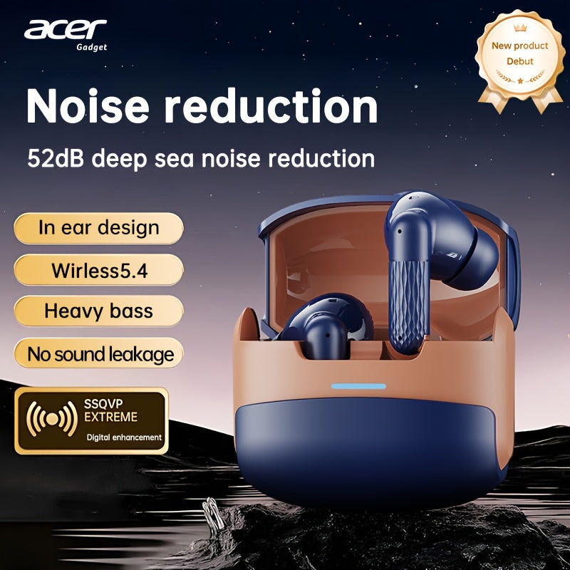 Auriculares Bluetooth | Auriculares inalámbricos Acer OHR548 con cancelación de ruido de mar profundo de 52 dB, diseño intrauditivo, tecnología
