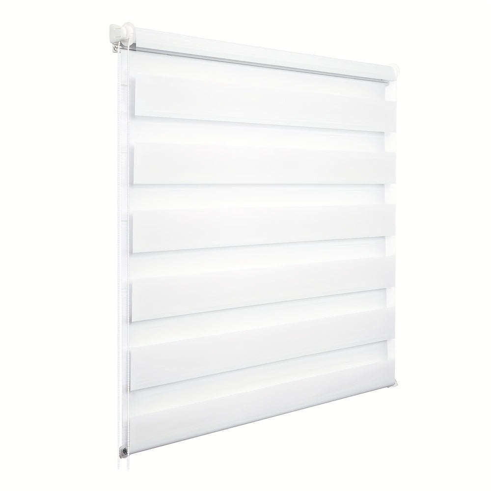 1 unidad, Cortinas Dobles, Cortinas Enrollables Dobles para Protección Solar, Sin Perforación con Sujetadores de Fijación, Translúcidas, Opacas, Ajuste de Luz, Decoración del Hogar, Cortinas para Dormitorio Cocina Baño Sala de Estar, Fáciles de Limpiar, F