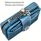 Billetera para mujer, protección RFID, billetera pequeña, multi-compartimento, bolso, monedero para mujer, billetera de cuero para mujer