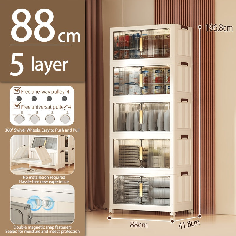 Armario plegable de almacenamiento con ruedas 88 cm plegable | Oficina, cocina y dormitorio