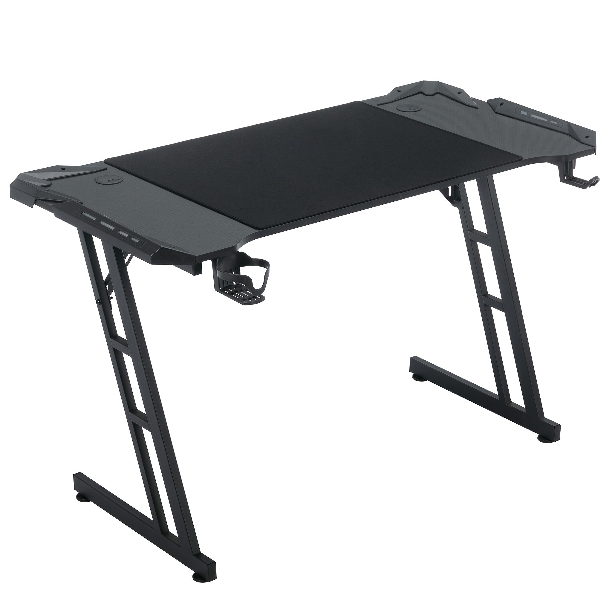 Mesa Gaming Mesa Gaming Escritorio Negro Tapa de Fibra de Carbono Mesa de Ordenador Gamer Mesa de PC Ergonómica con Agujero para Cables