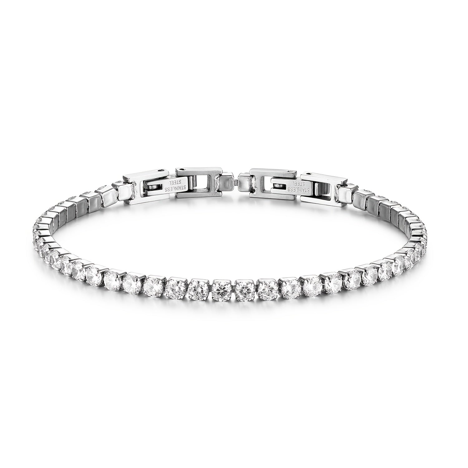 Pulsera para hombre hecha de acero inoxidable, con circonio sintético, perfecta para aniversarios de boda, cumpleaños o regalos de Navidad
