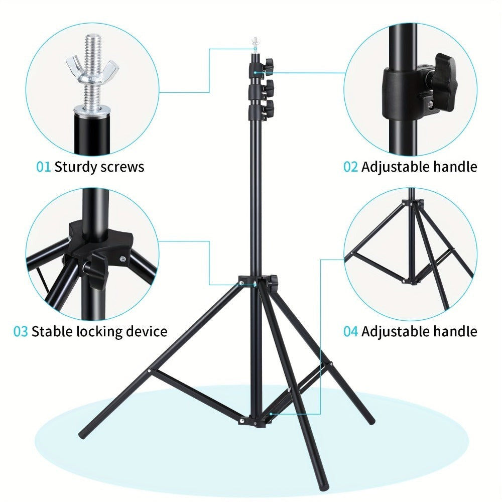 Soporte para Fondo Fotográfico, 2.6 X 3m, Soporte Ajustable con 4 Grapas y 1 Bolsa de Transporte, Incluye 2 Sacos de Arena, Ideal para Estudio Fotográfico, Retratos, Bodas y Eventos