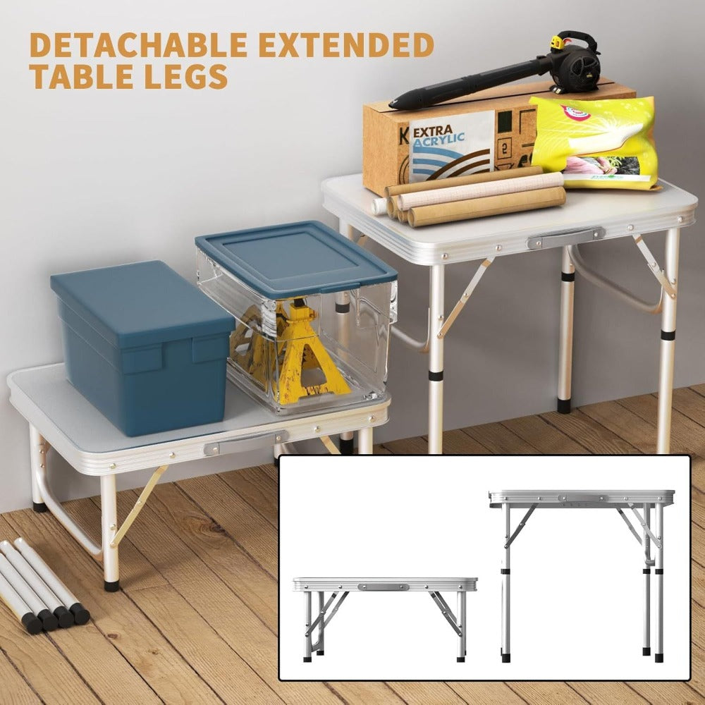 Mesa Plegable de 60x45x26/56cm, Resistente y Ajustable, Ideal para Camping, Picnic, Fiestas al Aire Libre y BBQ. Mesa Portátil con Asa de Transporte, Perfecta para Jardín, Cocina y Exteriores. ¡La Mesa BBQ de Aluminio Definitiva para tus Fiestas!
