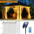 Guirnalda de luces solares de 330 LED 3*3 - 8 modos, control remoto, energía solar, uso durante todo el año, 0 facturas de electricidad, duradera - Perfecta para jardín exterior, patio, gazebo, fiesta, festival, boda, decoración navideña