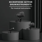 Juego de 7 micrófonos dinámicos de metal para batería - Adecuados para grabación profesional de batería con micrófonos para bombo, tom/snare y platillos, equipados con pinzas para micrófono